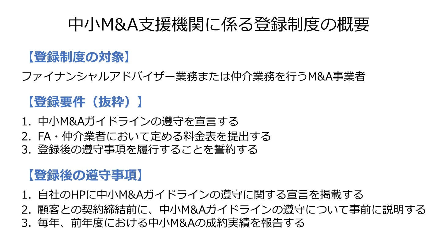 中小M&A支援機関 登録制度