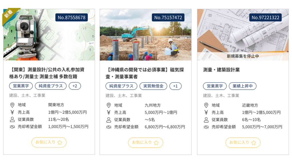 測量事業のM&A案件一覧